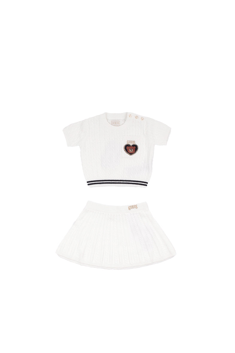 GUESS Bambina Completo K6RG08Z37L1 G012 Set ss sweater skirt Cream