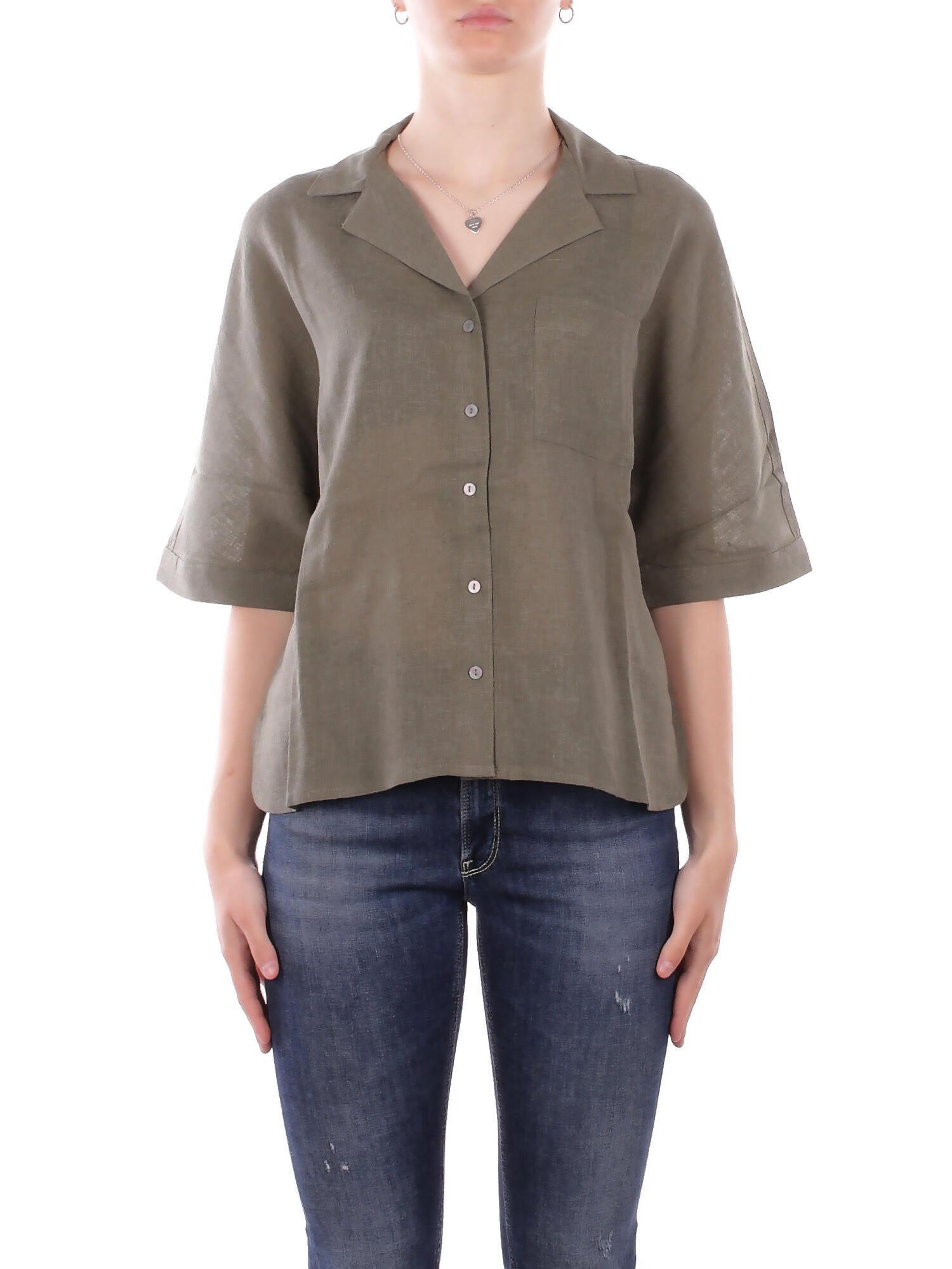 ONLY Donna Camicia 15314215 MULLED BASIL Onlbruxelles ss linen bl Militare