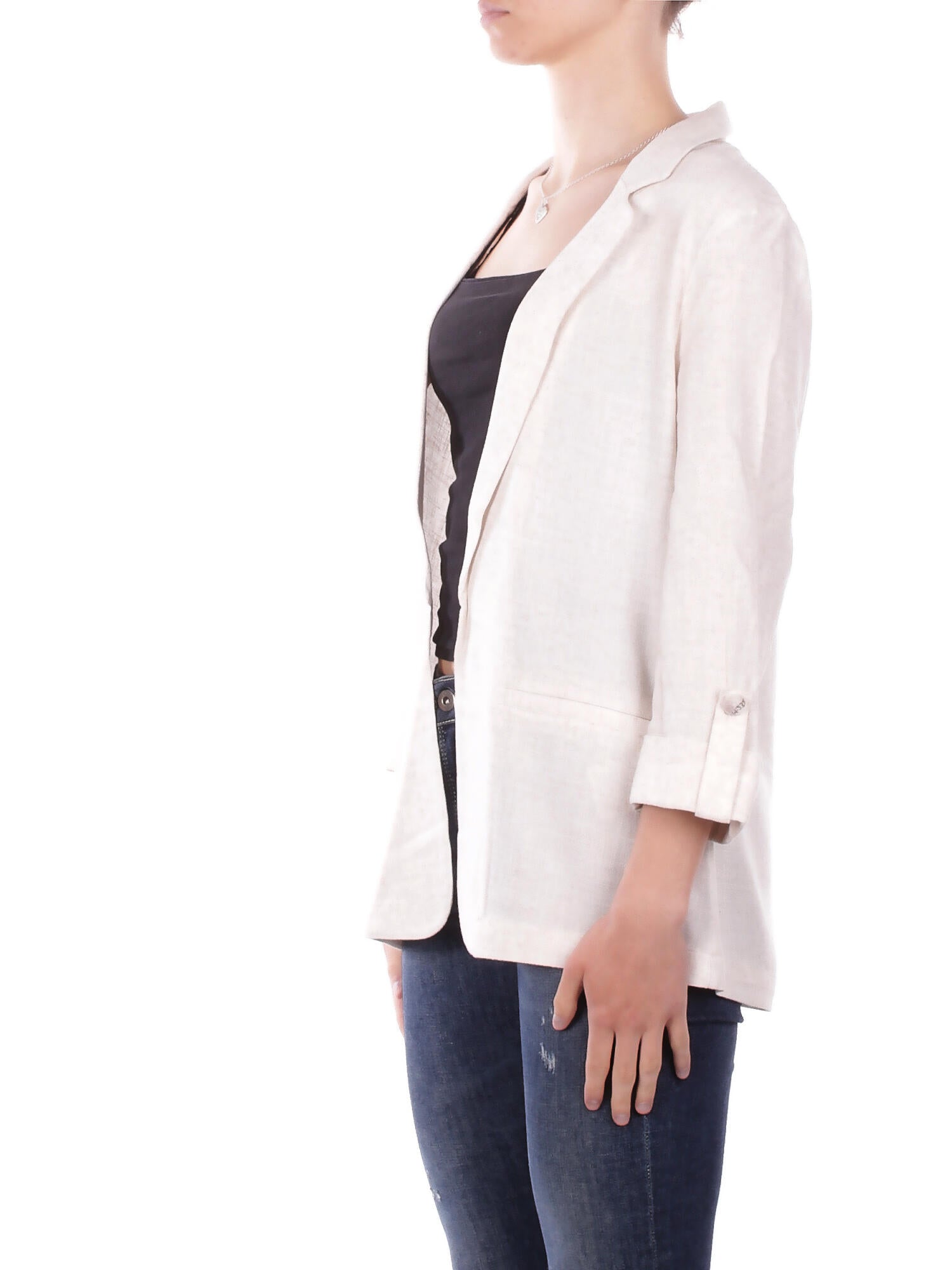 ONLY Donna Giacca 15322274 MOONBEAM Onlsiesta 3/4 open lin blazer Moonbeam