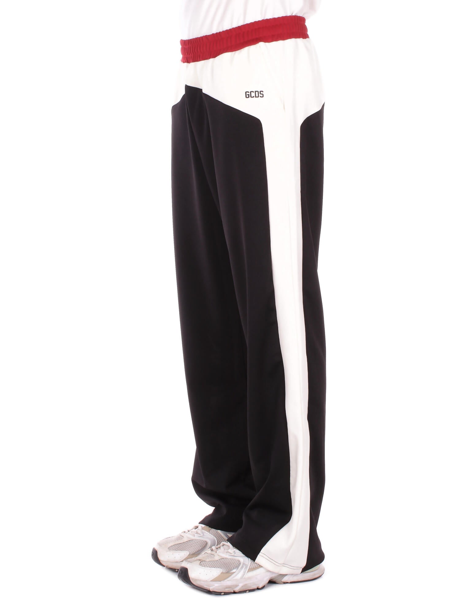 GCDS Uomo Pantalone C1MEQI180C008 999A Color block track pant Black white
