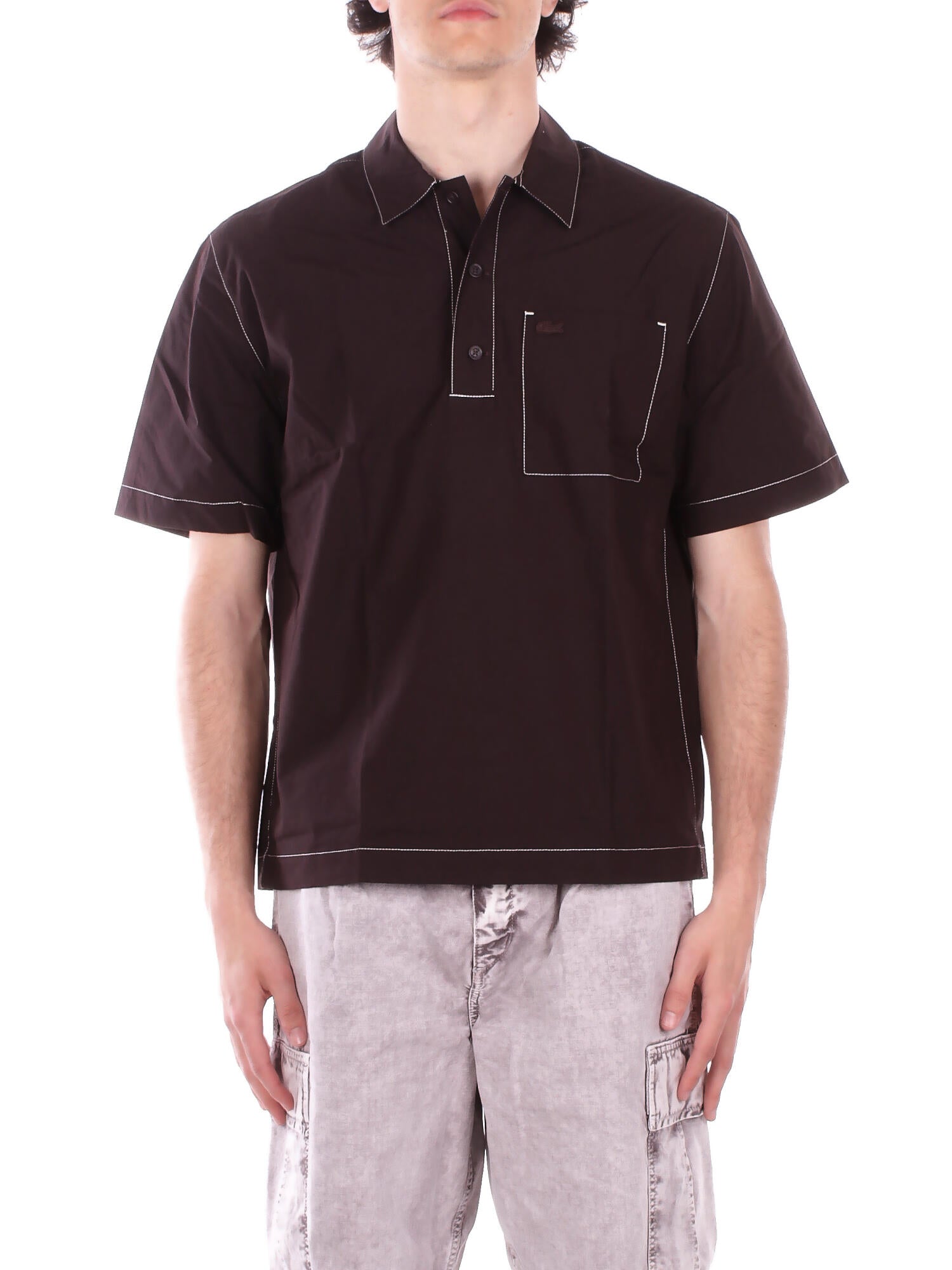 LACOSTE Uomo Polo CH1268 3LA Camicia manica corta Marrone