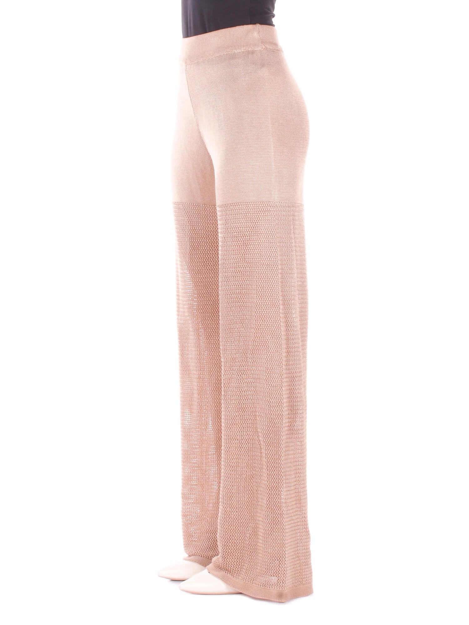 BLUGIRL BLUMARINE Donna Pantalone RA6046MA87R X0768 Pant.maglia lungo visc lucida Beige