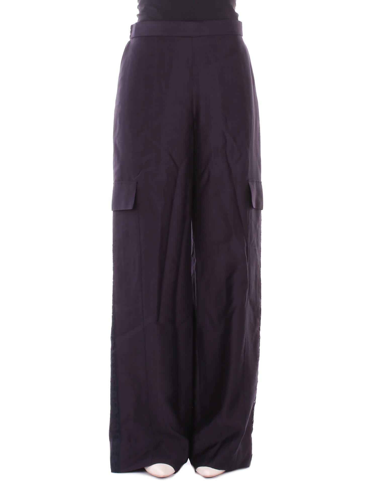 BLUGIRL BLUMARINE Donna Pantalone RA6061T486A 93713 Pant.wide leg lyocell c/pizzo Blu notte