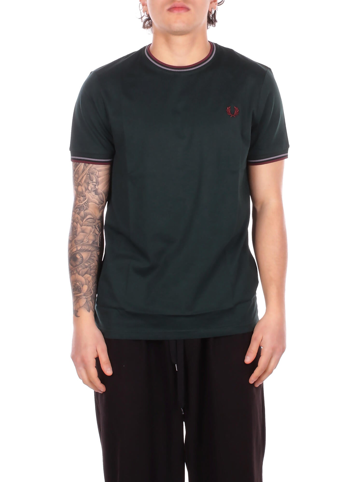 FRED PERRY Uomo T-shirt M1588V 85A Fp twin tipped t-shirt Verdone