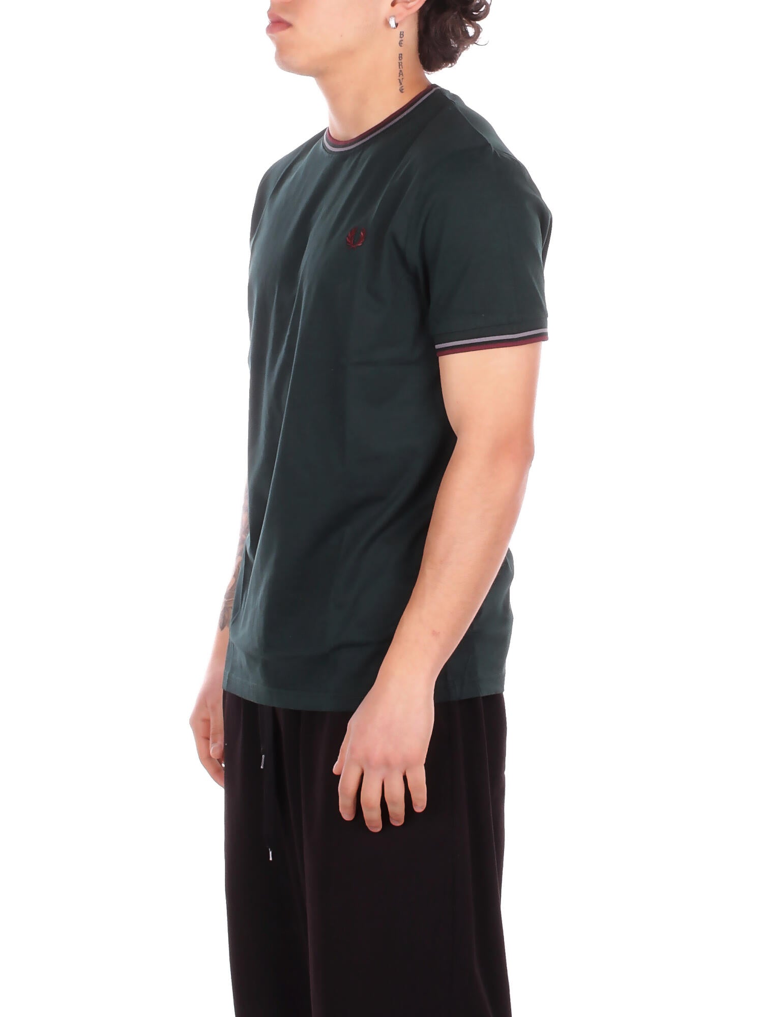 FRED PERRY Uomo T-shirt M1588V 85A Fp twin tipped t-shirt Verdone