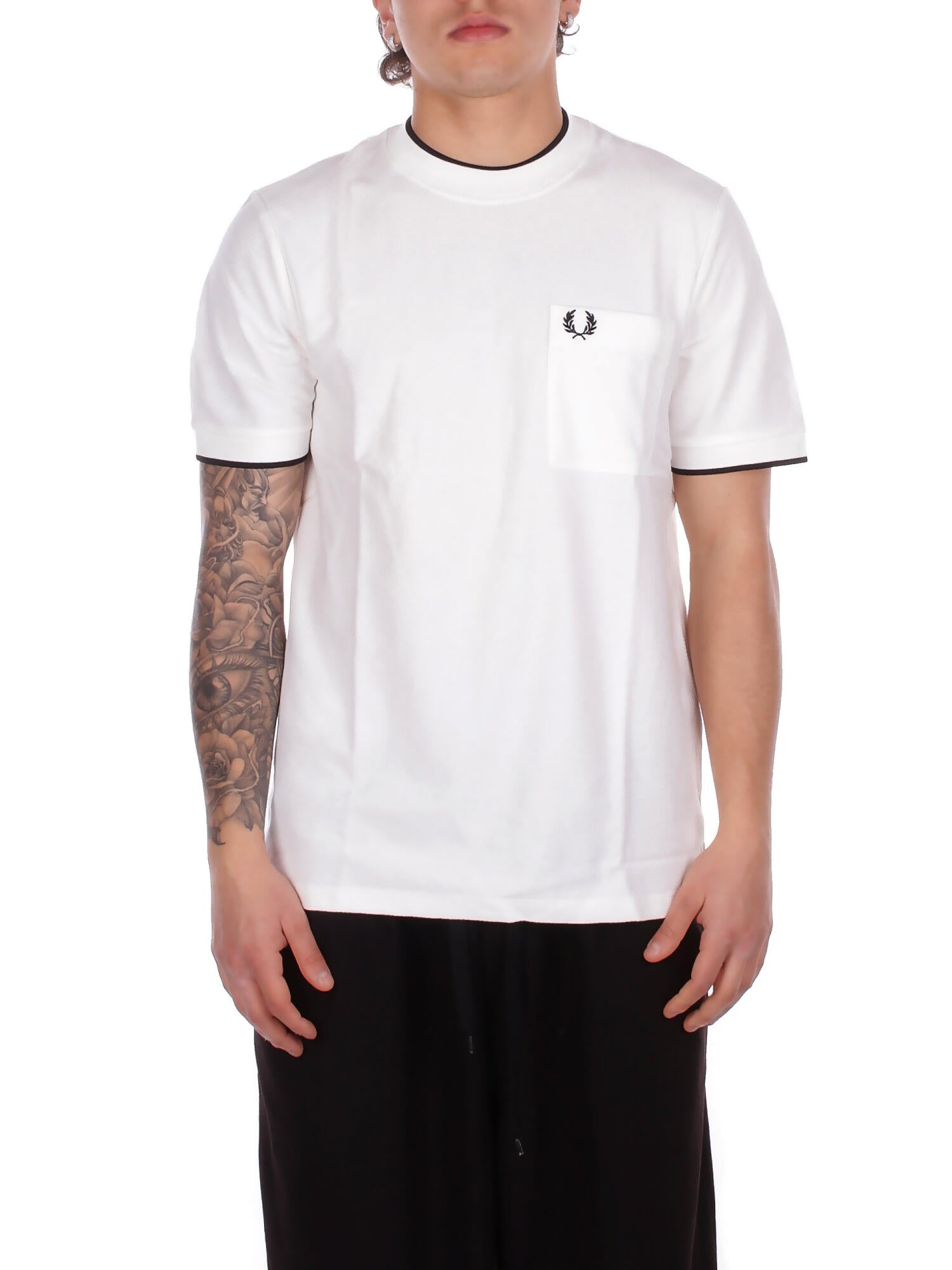 FRED PERRY Uomo T-shirt M2395 129 Fp pocket detail pique t-shirt White