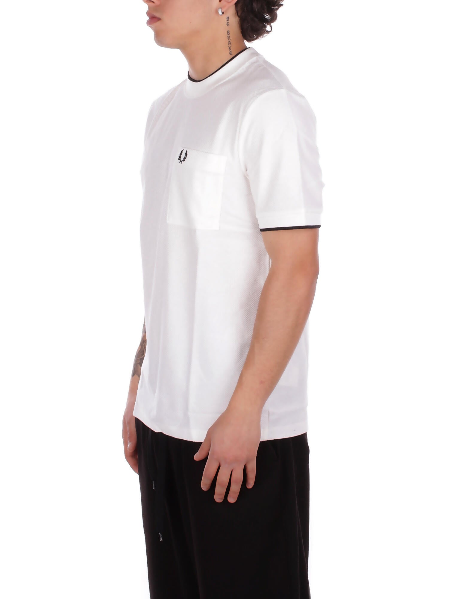 FRED PERRY Uomo T-shirt M2395 129 Fp pocket detail pique t-shirt White