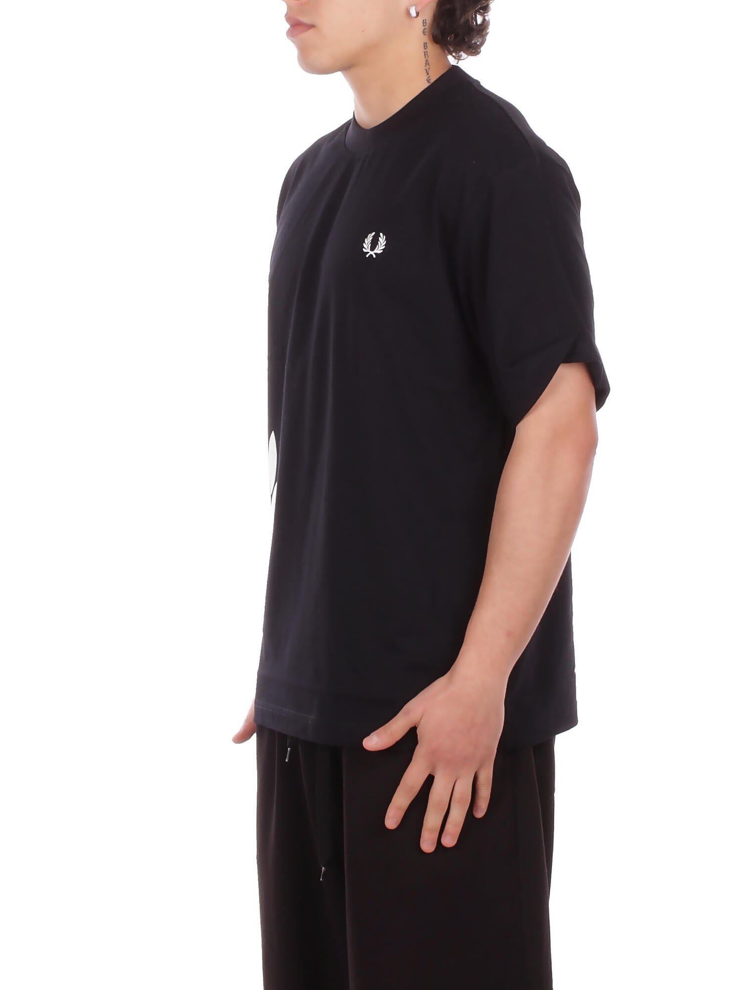 FRED PERRY Uomo T-shirt M2440 102 Fp textured laurel wreath t-sh Black