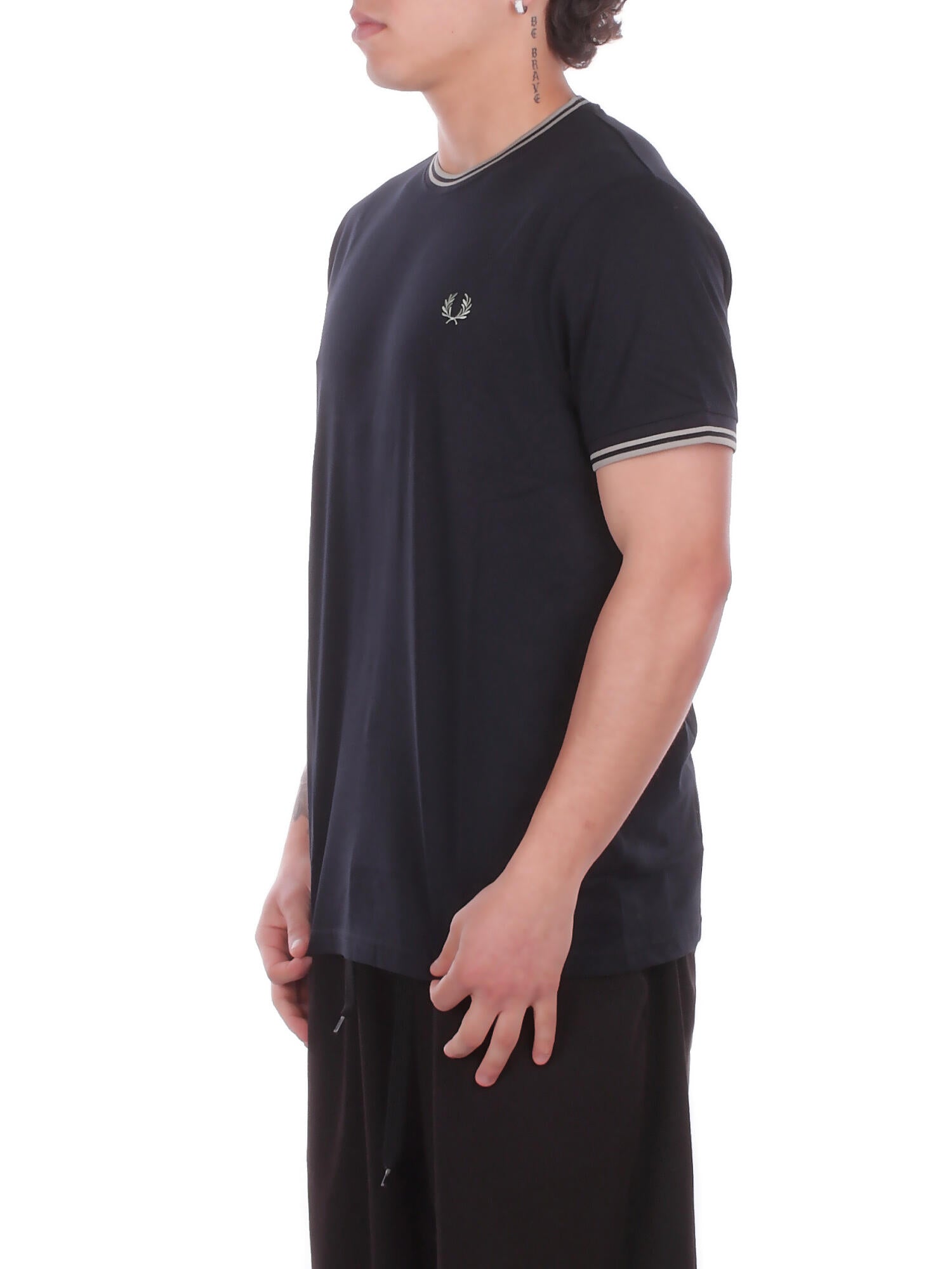 FRED PERRY Uomo T-shirt M1588V T73 Fp twin tipped t-shirt Navy green