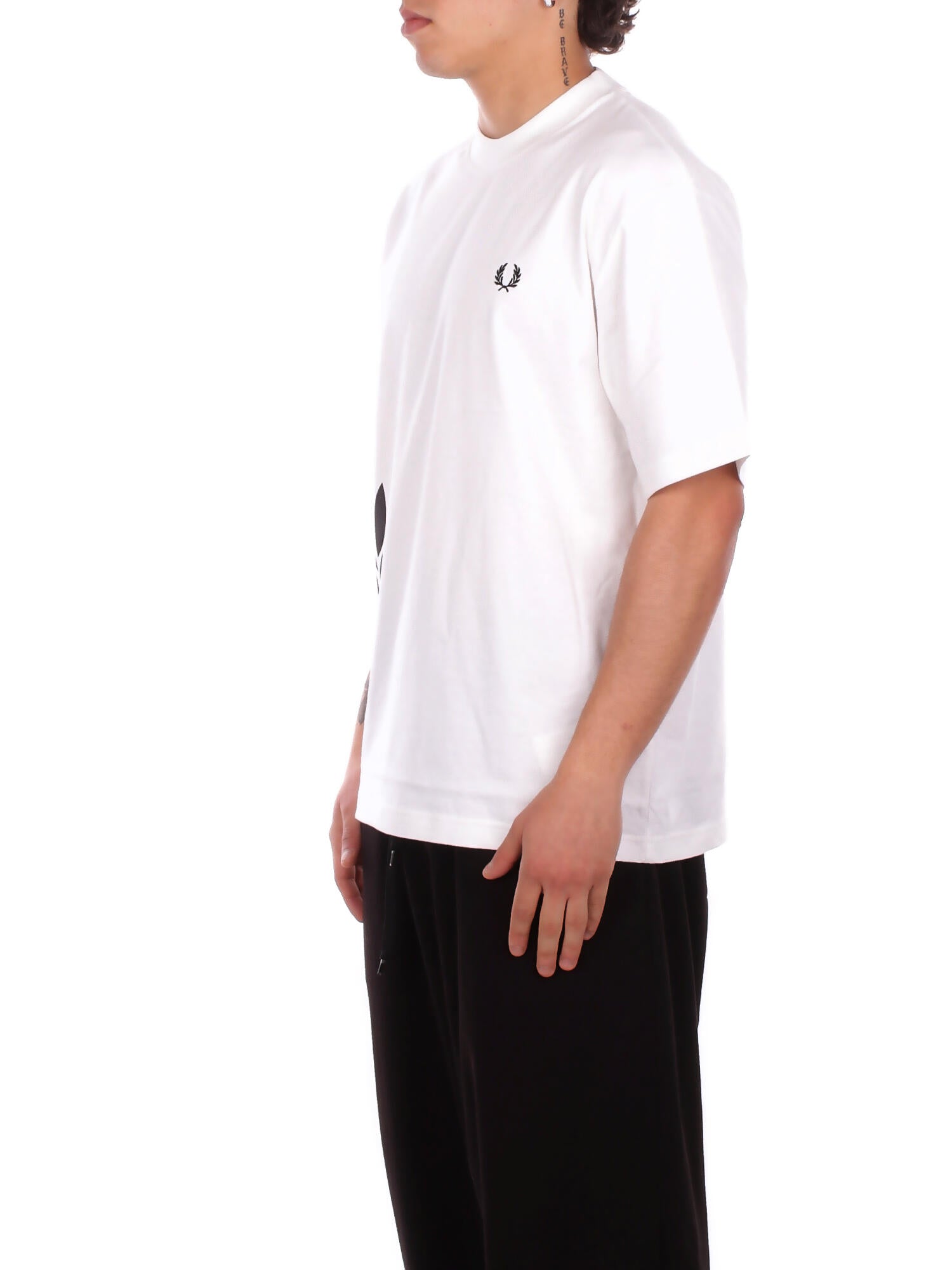 FRED PERRY Uomo T-shirt M2440 129 Fp textured laurel wreath t-sh White