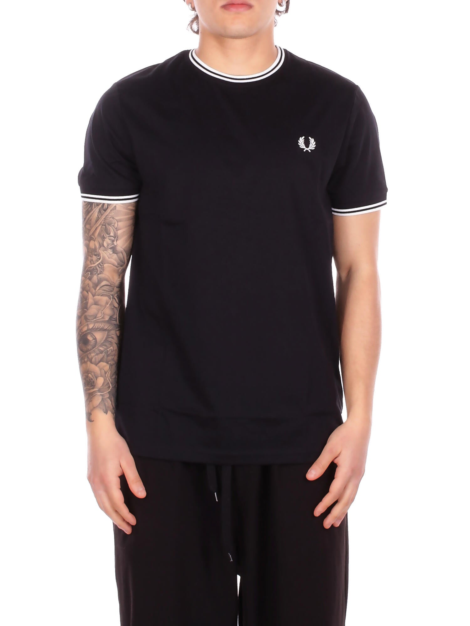 FRED PERRY Uomo T-shirt M1588V 102 Fp twin tipped t-shirt Black