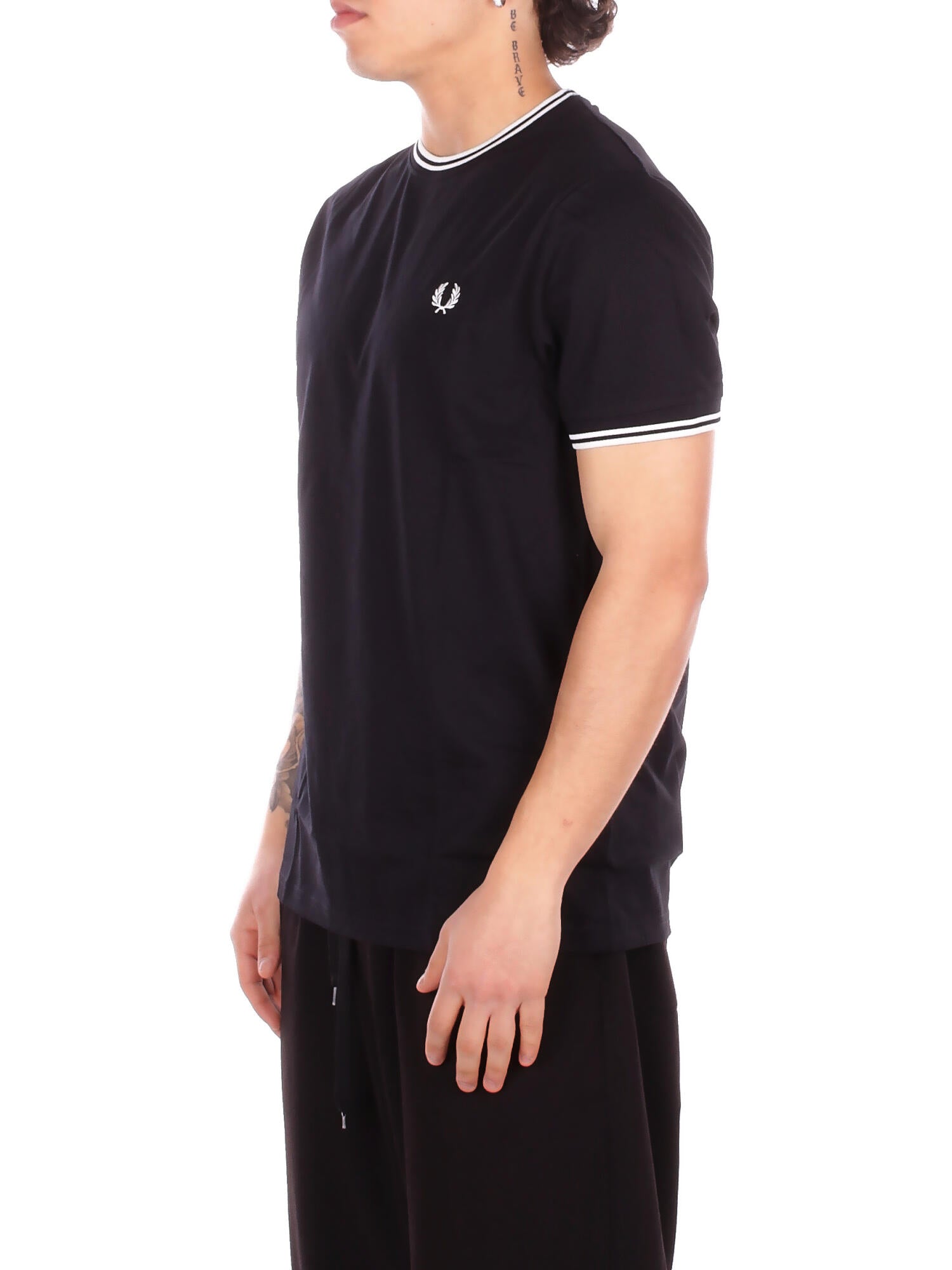 FRED PERRY Uomo T-shirt M1588V 102 Fp twin tipped t-shirt Black