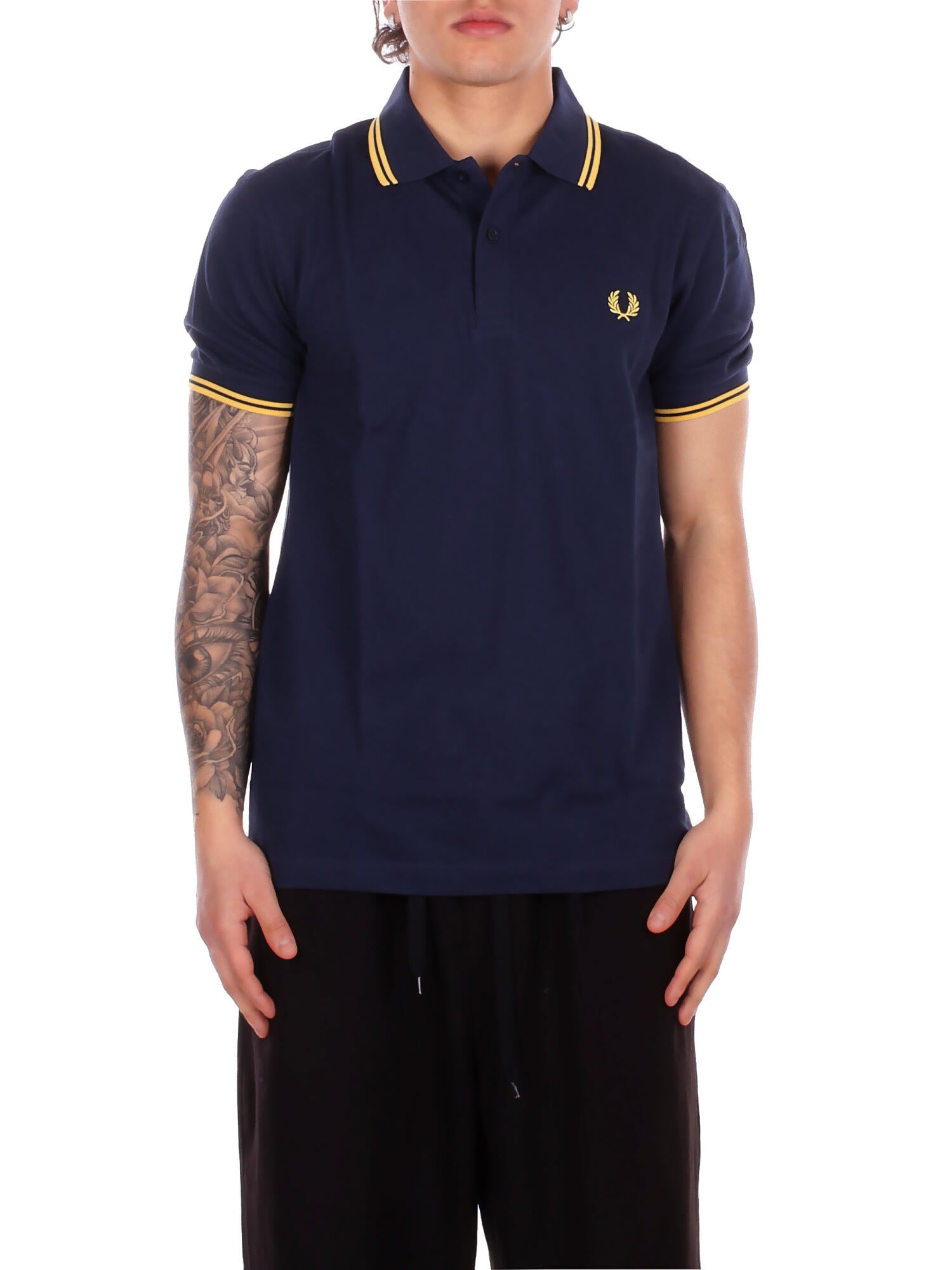 FRED PERRY Uomo Polo M3600P 02B Fp twin tipped fred perry shir Blu giallo