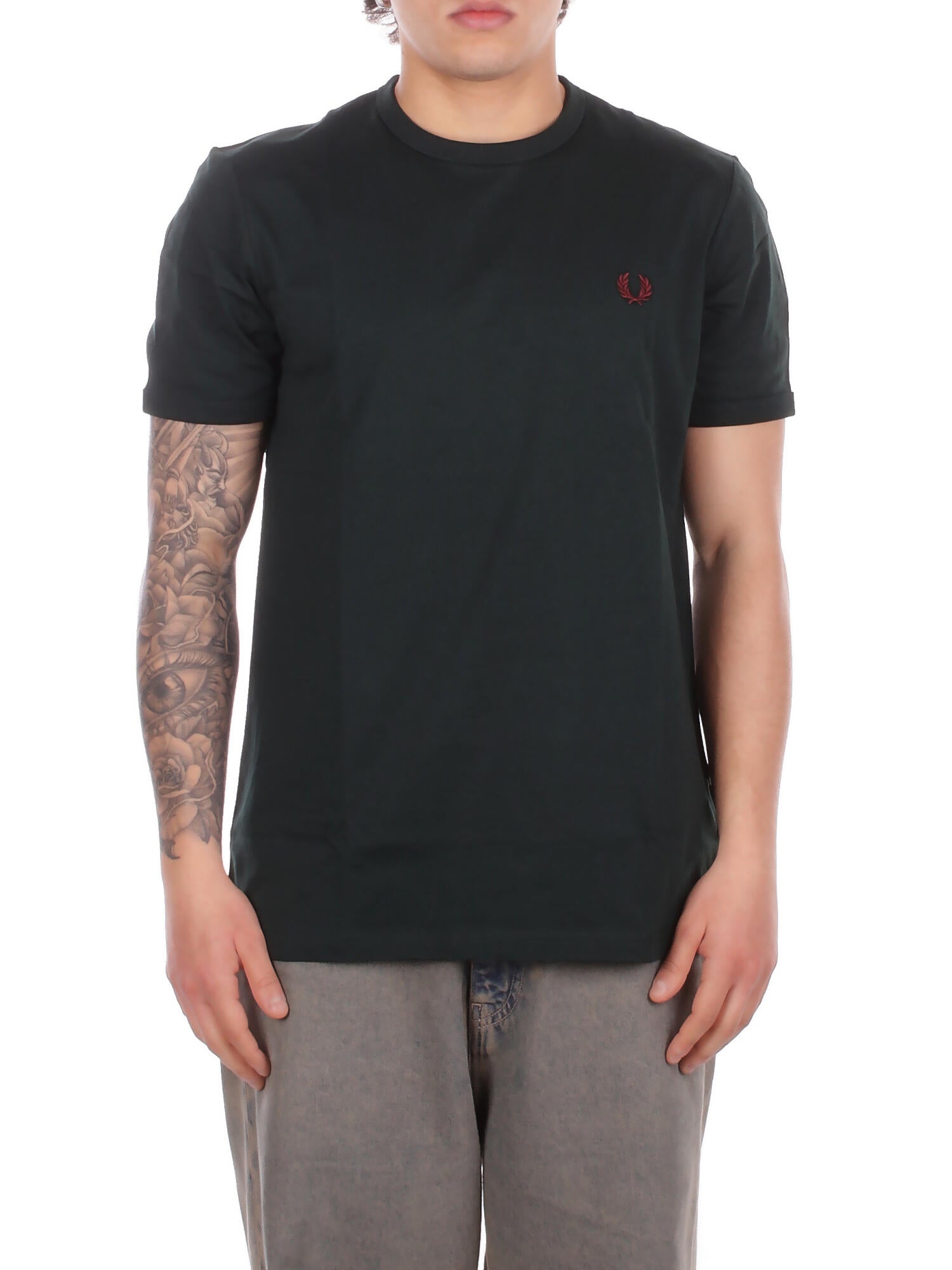 FRED PERRY Uomo T-shirt M3519 30A Fp ringer t-shirt Verdone