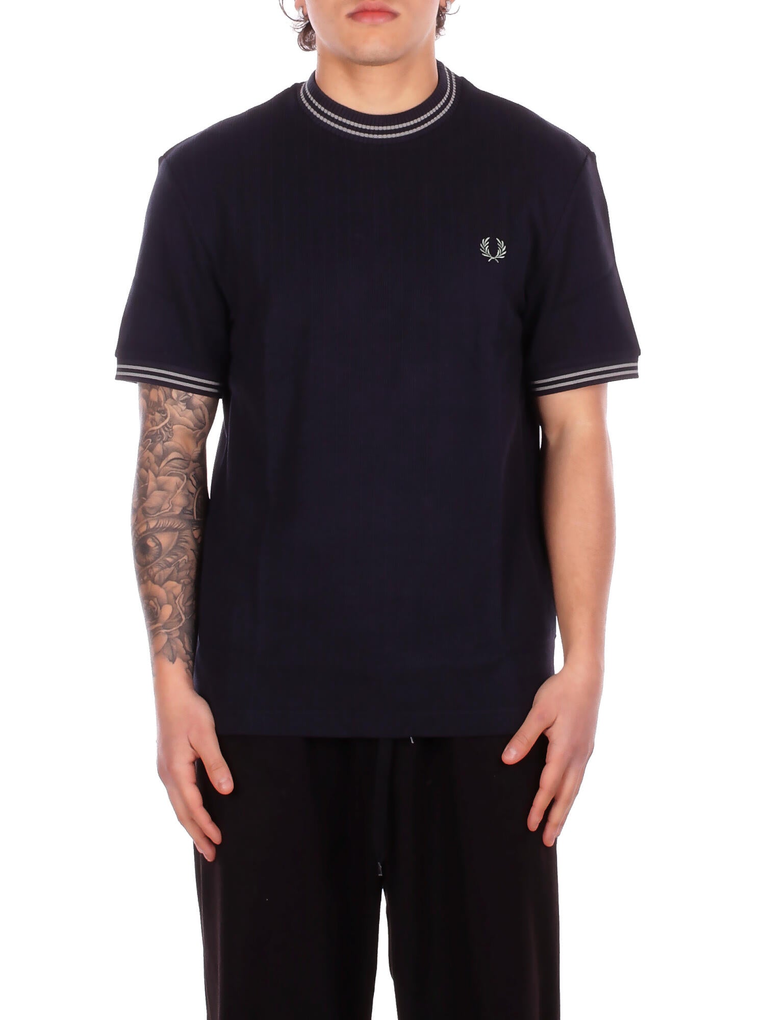 FRED PERRY Uomo T-shirt M8679 30B Fp ribbed jersey t-shirt Ecru