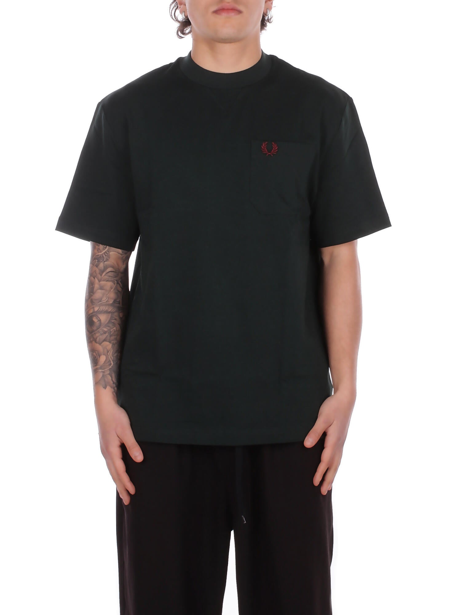 FRED PERRY Uomo T-shirt M2408 30A Fp pocket detail t-shirt Verdone