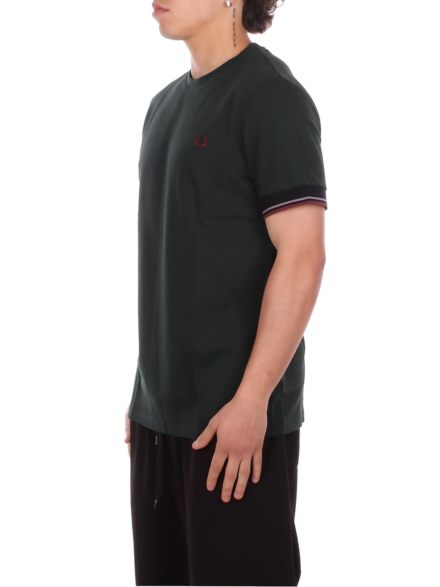 FRED PERRY Uomo T-shirt M2396 30A Fp twin tipped cuff t-shirt Verdone
