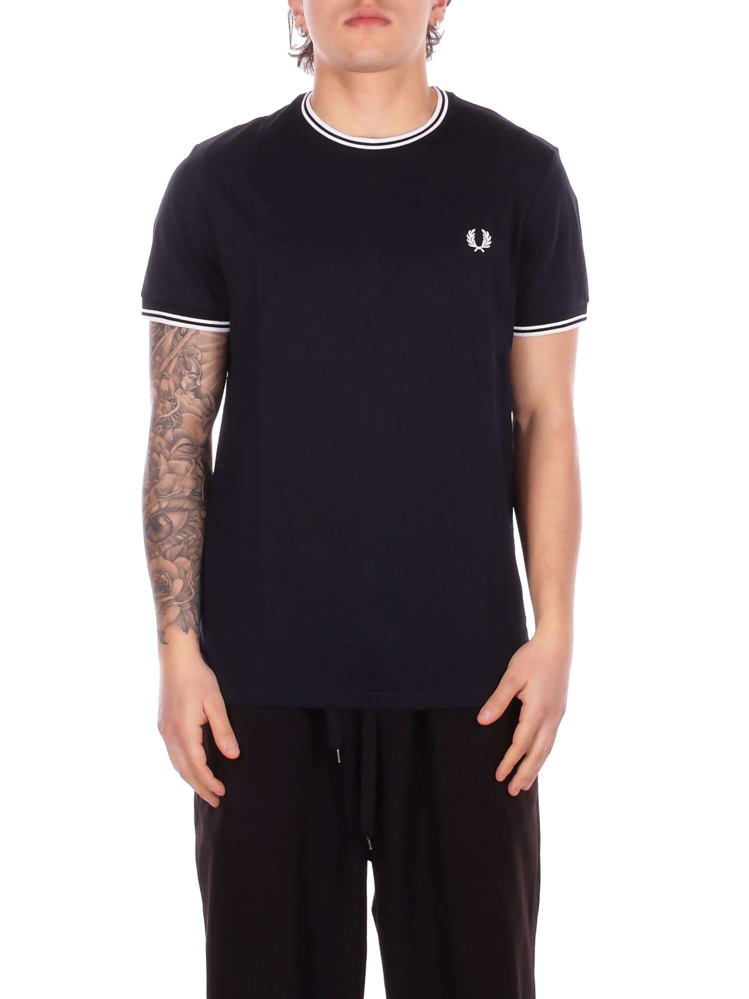 FRED PERRY Uomo T-shirt M1588V 795 Fp twin tipped t-shirt Navy