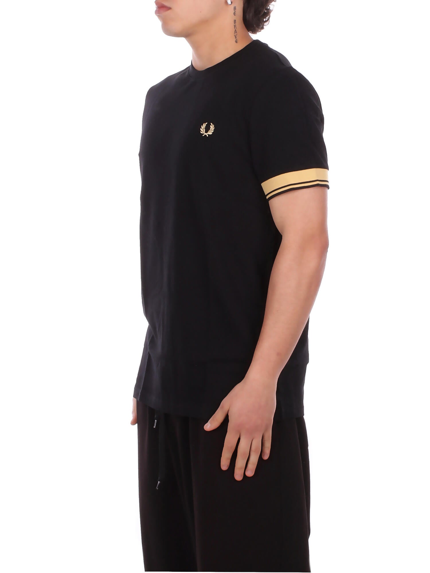 FRED PERRY Uomo T-shirt M2396 90A Fp twin tipped cuff t-shirt Black
