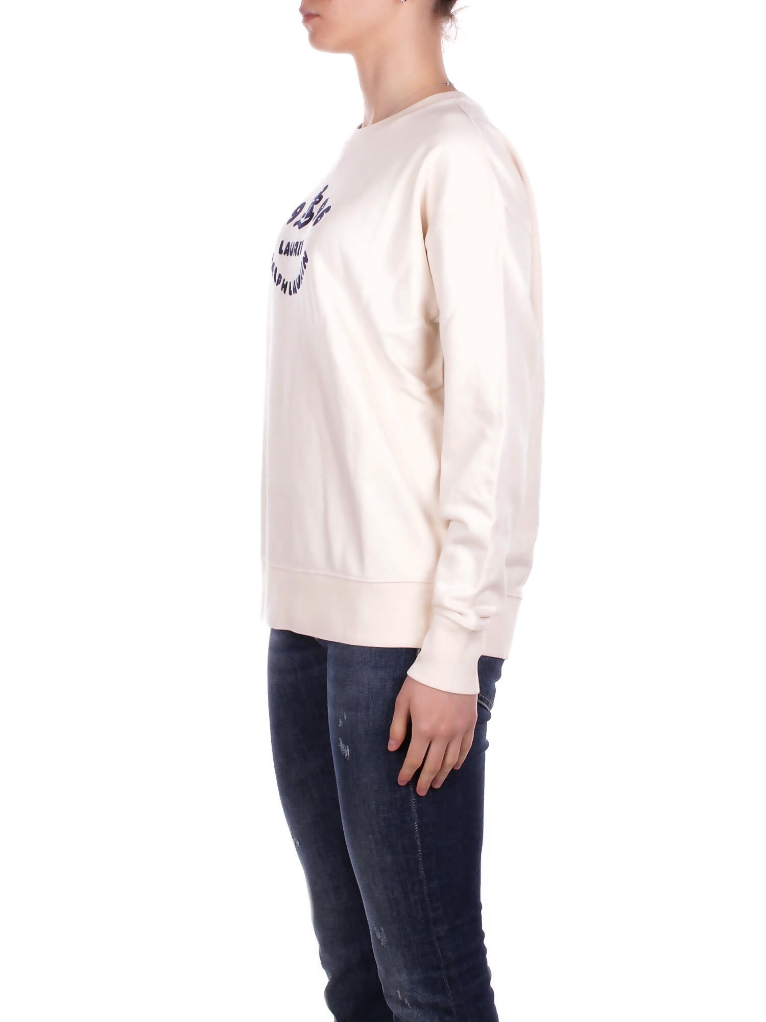 RALPH LAUREN Donna Felpa 200P10151 001 Knit pullover sweatshirt Crema