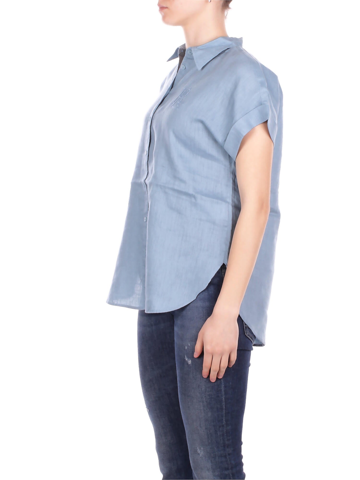 RALPH LAUREN Donna Camicia 200874259 011 Broono short sleeve button fro Blue