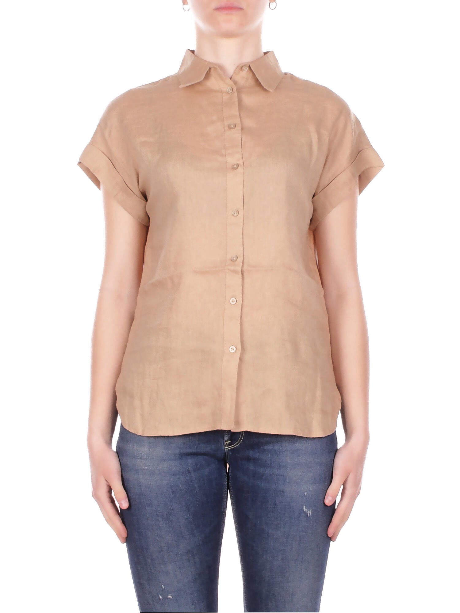 RALPH LAUREN Donna Camicia 200699152 052 Broono short sleeve shirt Tan