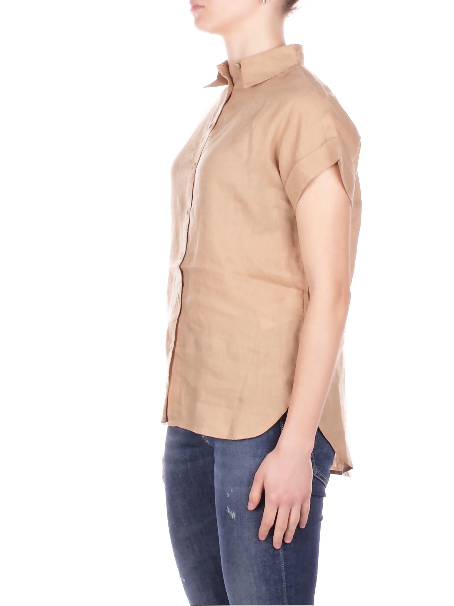 RALPH LAUREN Donna Camicia 200699152 052 Broono short sleeve shirt Tan
