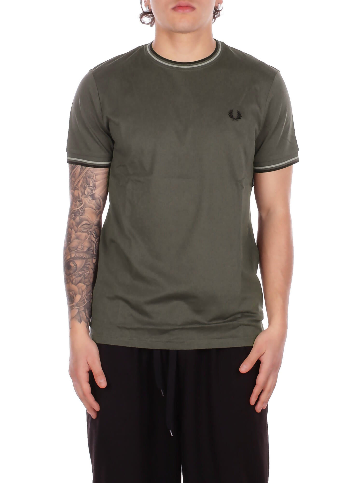 FRED PERRY Uomo T-shirt M1588V 04B Fp twin tipped t-shirt Militare