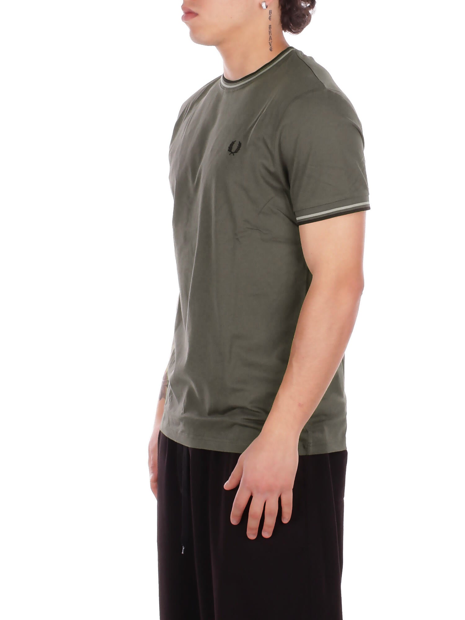FRED PERRY Uomo T-shirt M1588V 04B Fp twin tipped t-shirt Militare