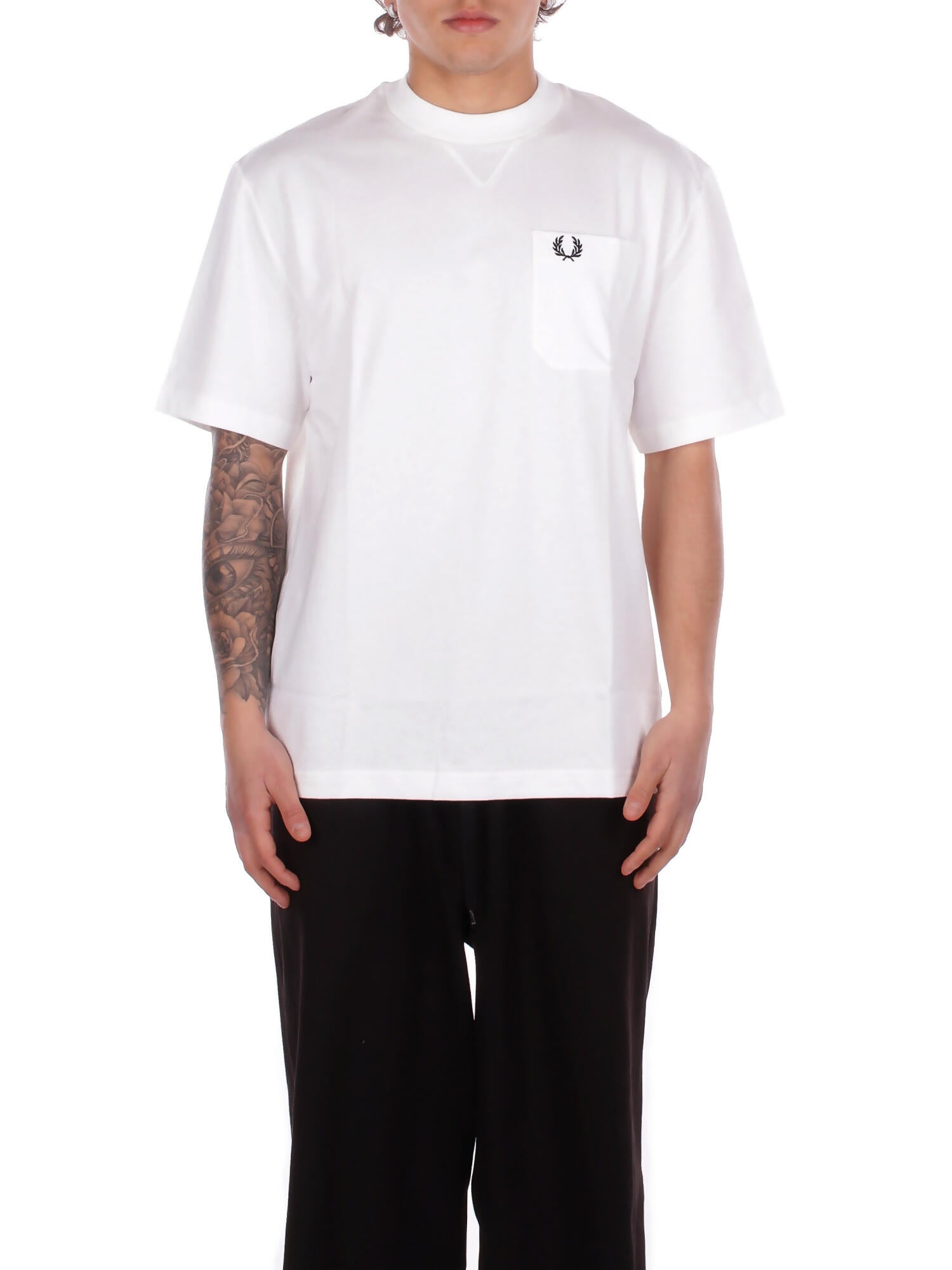 FRED PERRY Uomo T-shirt M2408 129 Fp pocket detail t-shirt White