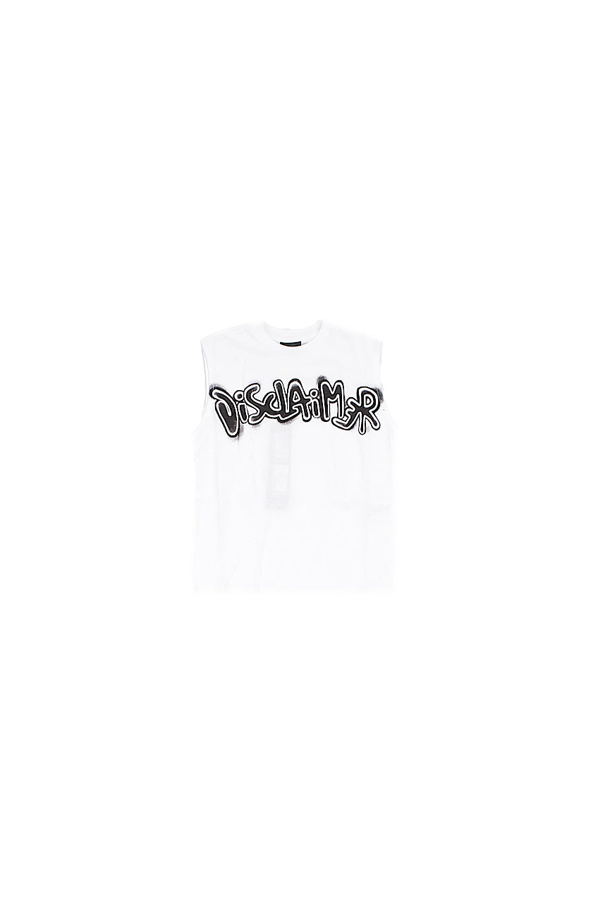 DISCLAIMER Bambino Canotta 26EDK58806 BIANCO Smanicato in jersey stampa Bianco