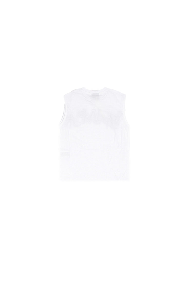 DISCLAIMER Bambino Canotta 26EDK58806 BIANCO Smanicato in jersey stampa Bianco