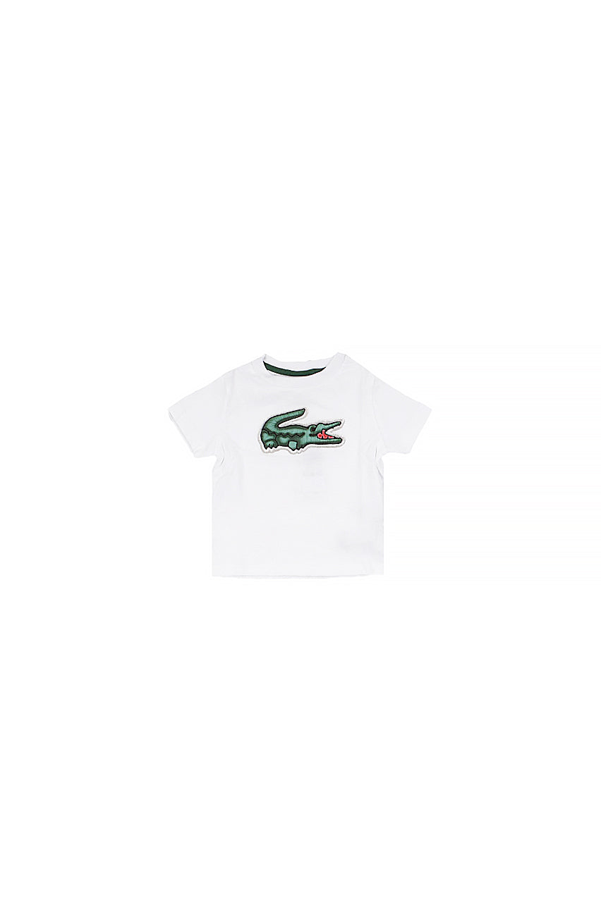LACOSTE Bambino T-shirt 847072 W8L Lcb puff tee Bianco