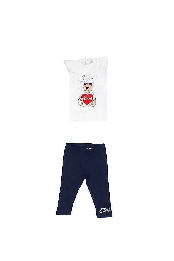 GUESS Bambina Completo A6RG02KA6W4 G011 Set ss t-shirt leggings Pure white