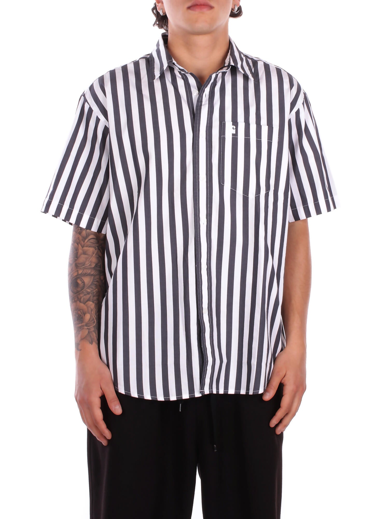 CARHARTT WIP Uomo Camicia I036202 3JRXX S\s royce shirt Riga blu bianco