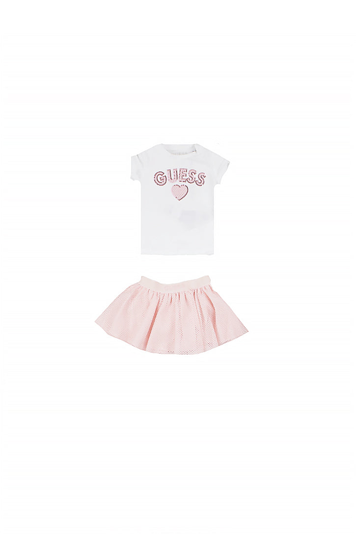 GUESS Bambina Completo K6RG09K6YW0 G011 Set t-shirt+skirt Pure white