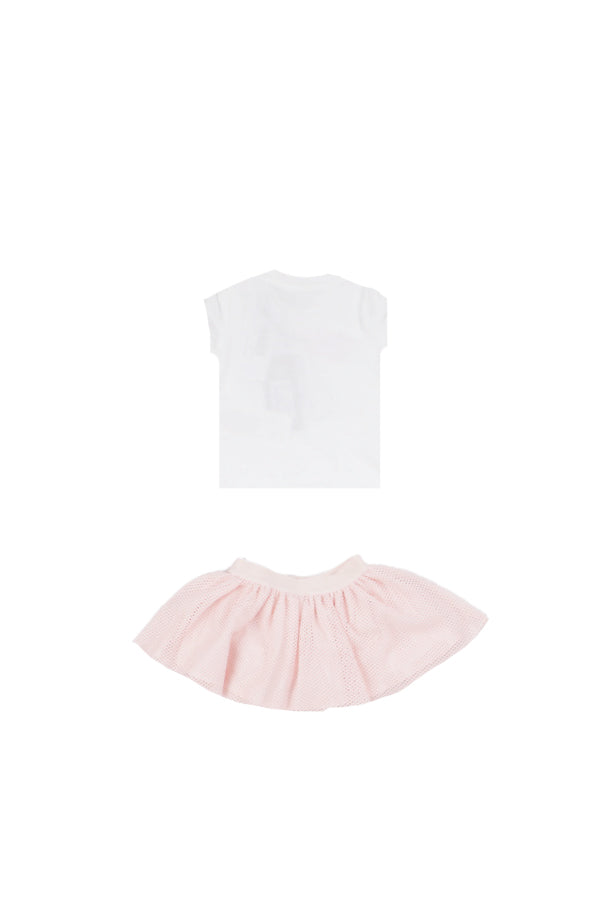 GUESS Bambina Completo K6RG09K6YW0 G011 Set t-shirt+skirt Pure white