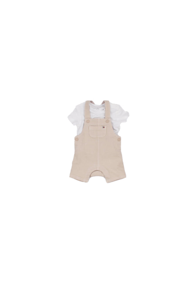 TOMMY HILFIGER Bambino Completo KN0KN02381 ACI Dungaree short set Beige