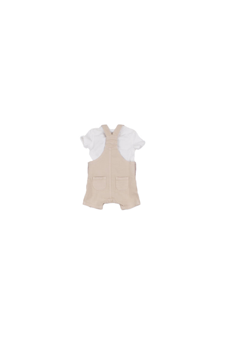 TOMMY HILFIGER Bambino Completo KN0KN02381 ACI Dungaree short set Beige