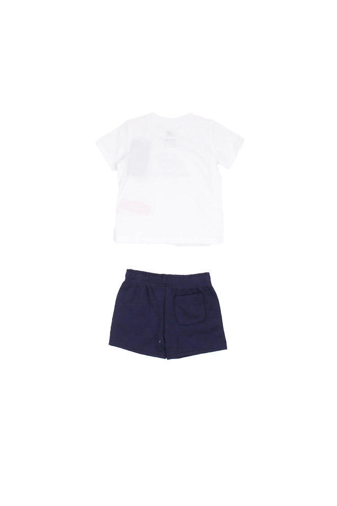 NEW BALANCE Unisex Junior Completo LAKB0318 BWE Stacked logo tee & ft short se Bright white