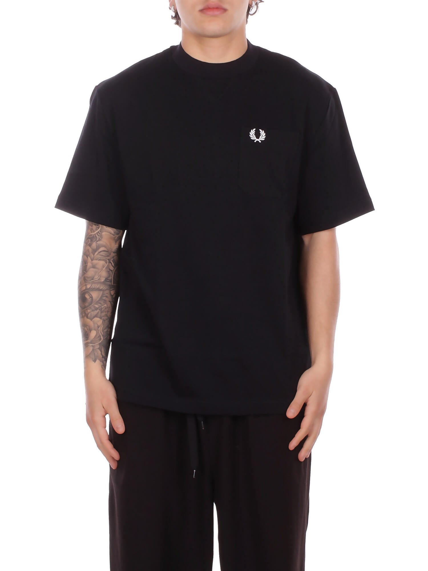 FRED PERRY Uomo T-shirt M2408 102 Fp pocket detail t-shirt Black