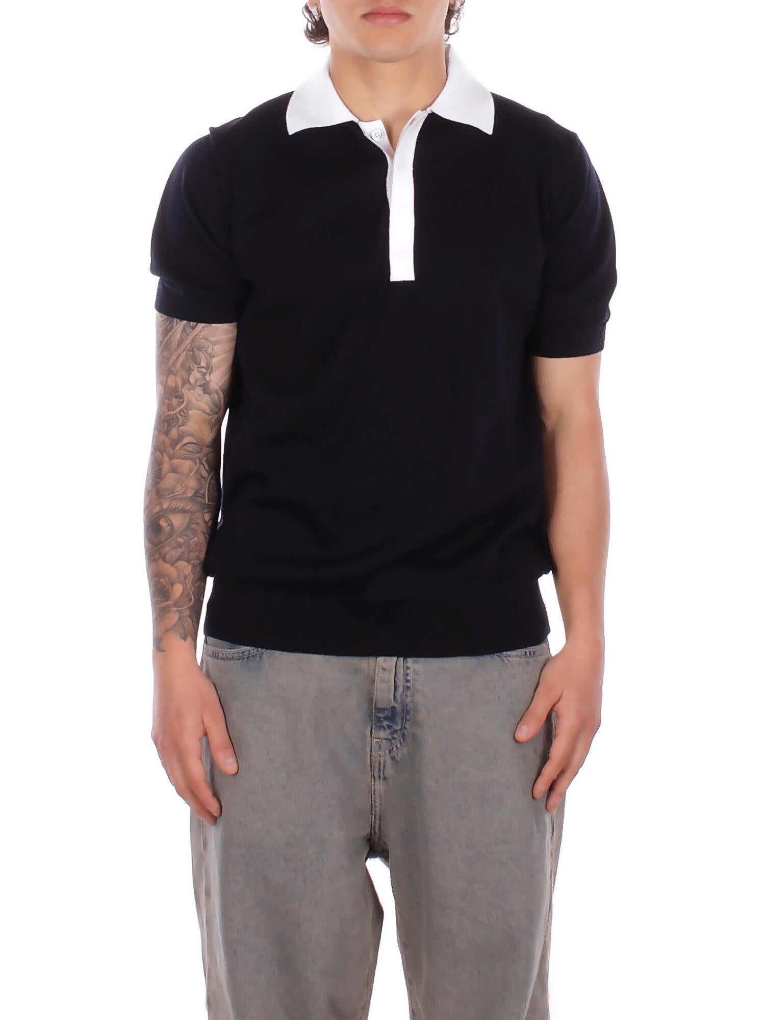 ALPHA STUDIO Uomo Polo AU5023B 1001 Polo m\m contrasto Blu notte