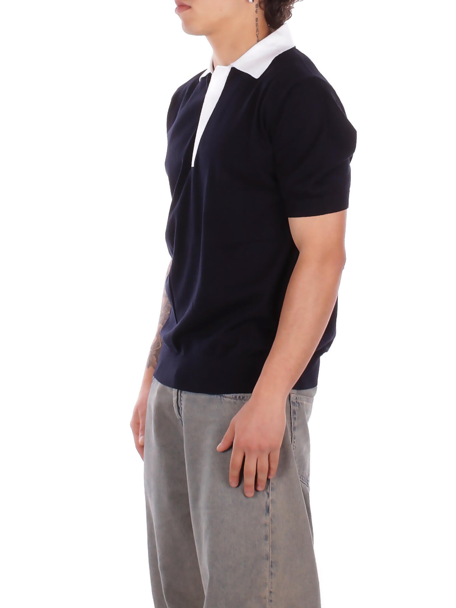 ALPHA STUDIO Uomo Polo AU5023B 1001 Polo m\m contrasto Blu notte