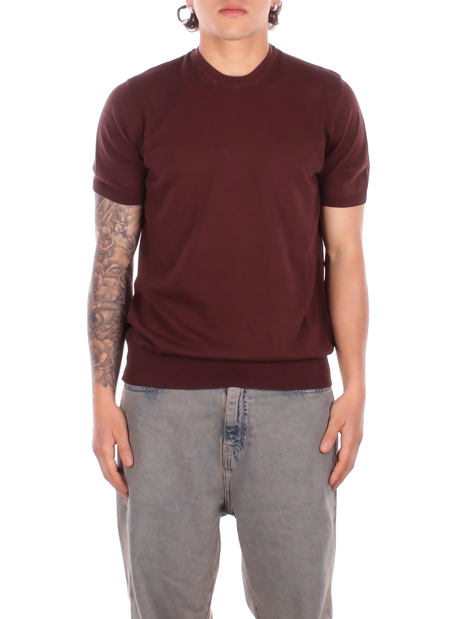 ALPHA STUDIO Uomo Maglia AU5040C 1009 Girocollo m\m Cioccolato
