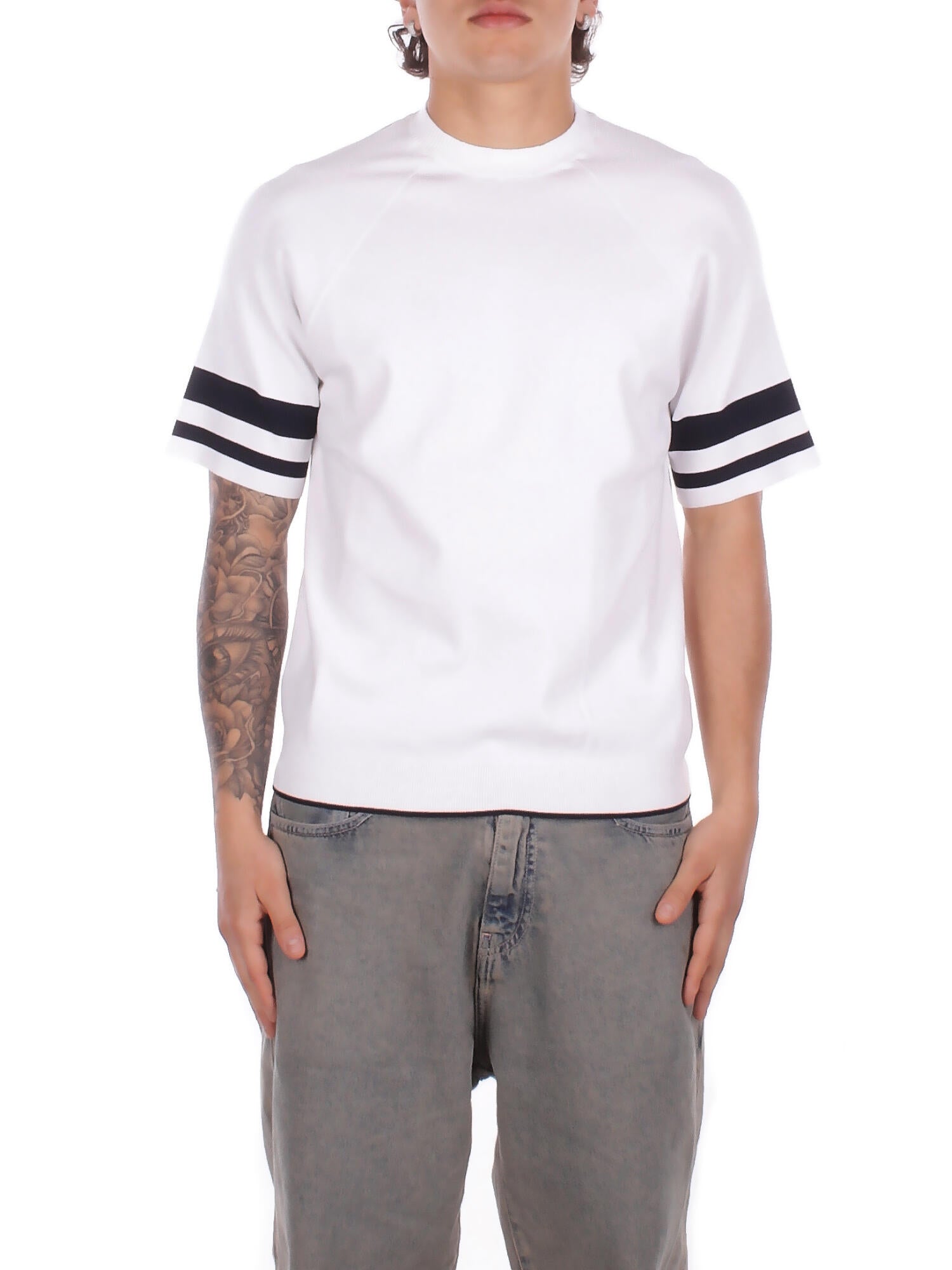 ALPHA STUDIO Uomo T-shirt AU5222C 1021 T-shirt m\m contrasto Bianco blu