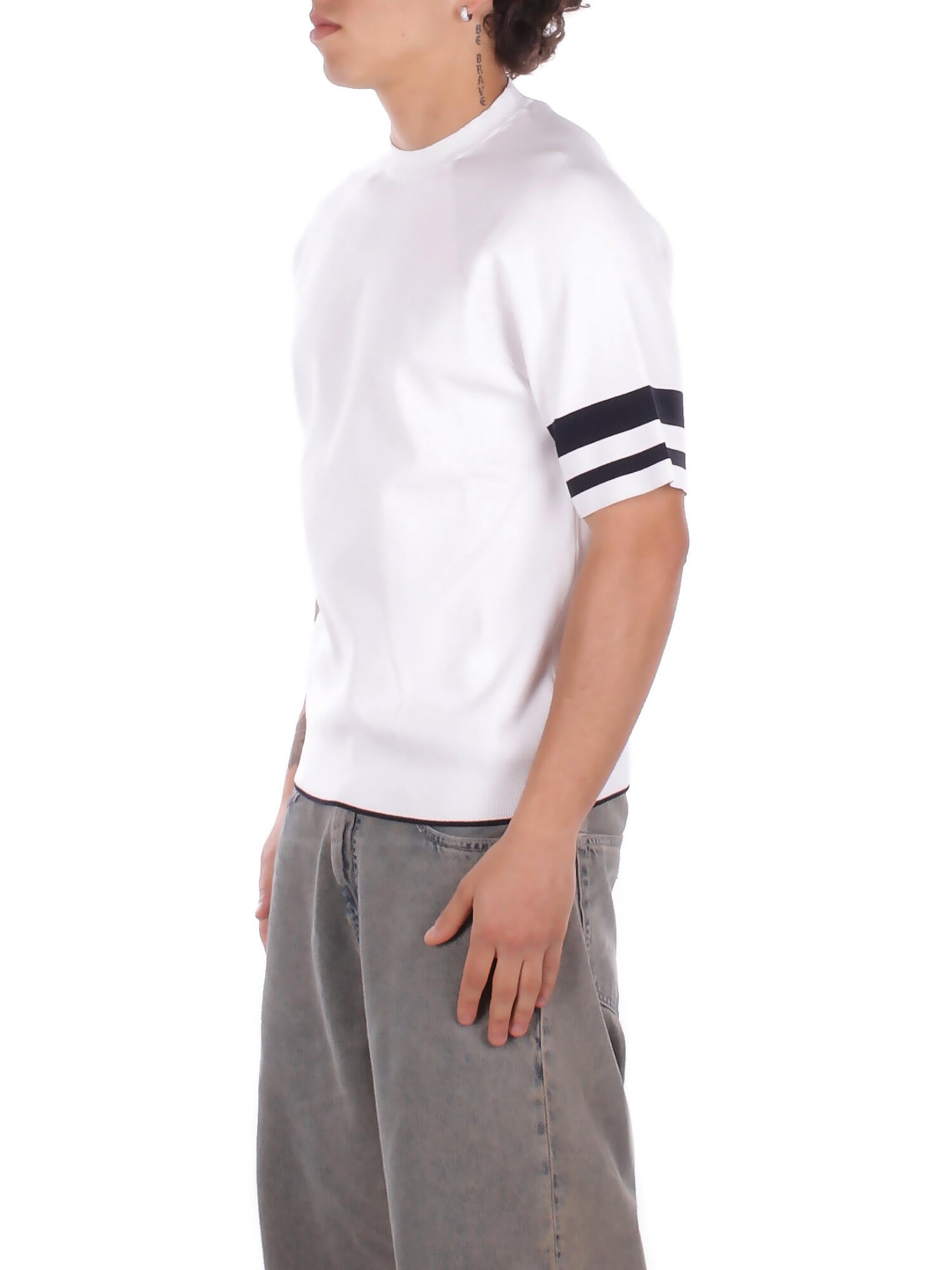 ALPHA STUDIO Uomo T-shirt AU5222C 1021 T-shirt m\m contrasto Bianco blu