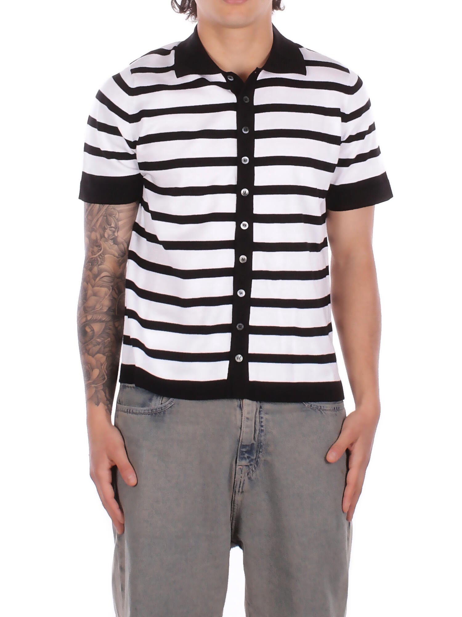 ALPHA STUDIO Uomo Camicia AU5132L 1020 Camicia m\m Nero bianco