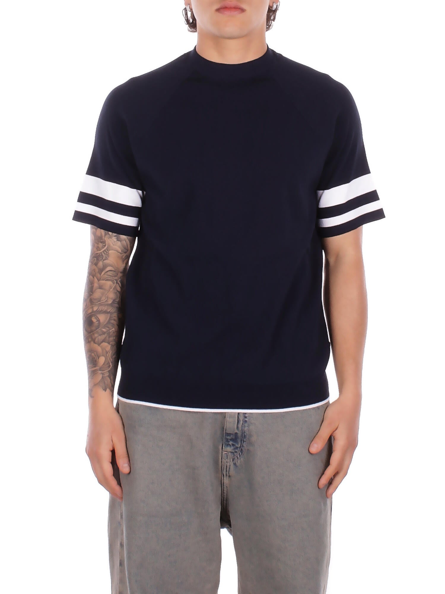 ALPHA STUDIO Uomo T-shirt AU5222C 1028 T-shirt m\m contrasto Blu bianco