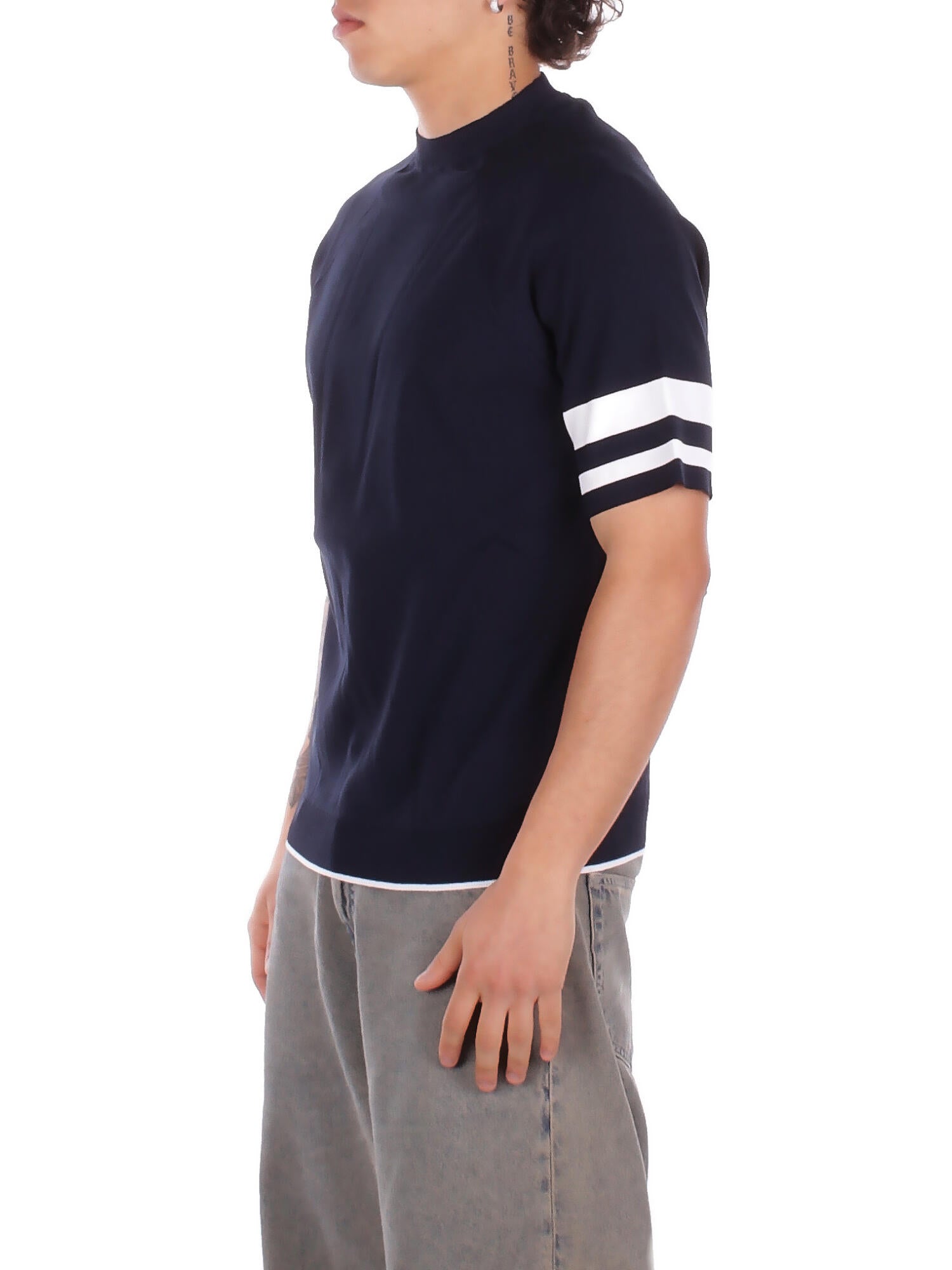 ALPHA STUDIO Uomo T-shirt AU5222C 1028 T-shirt m\m contrasto Blu bianco