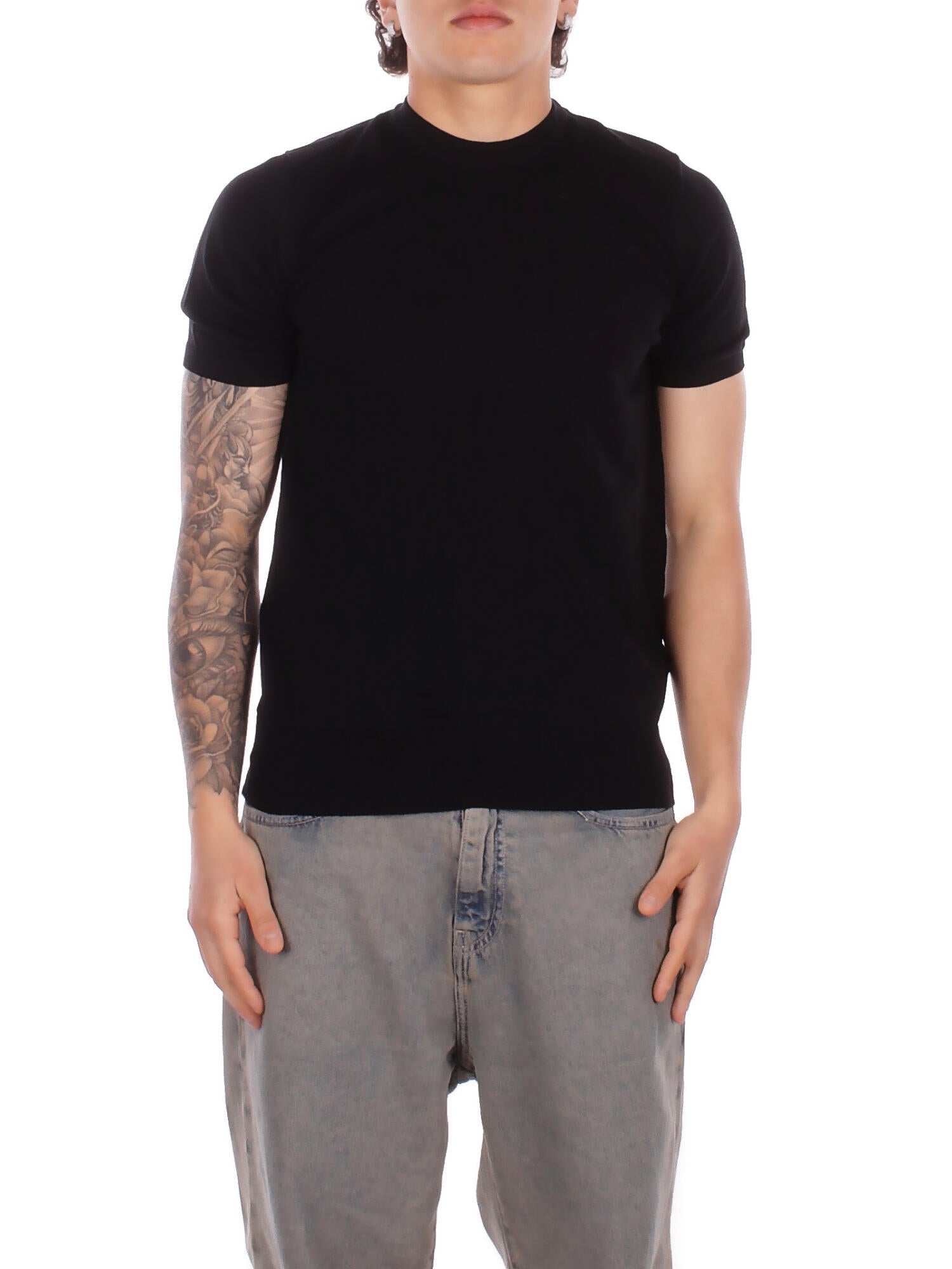 ALPHA STUDIO Uomo Maglia AU5040C 1002 Girocollo m\m Nero